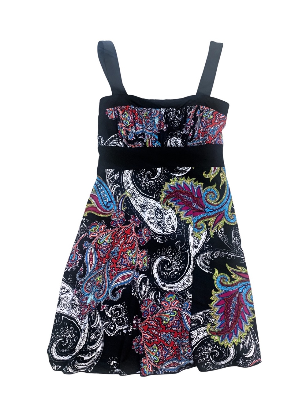 Speechless Black Paisley Print Short Dress Babydoll Multicolor Fairycore Y2K 90s